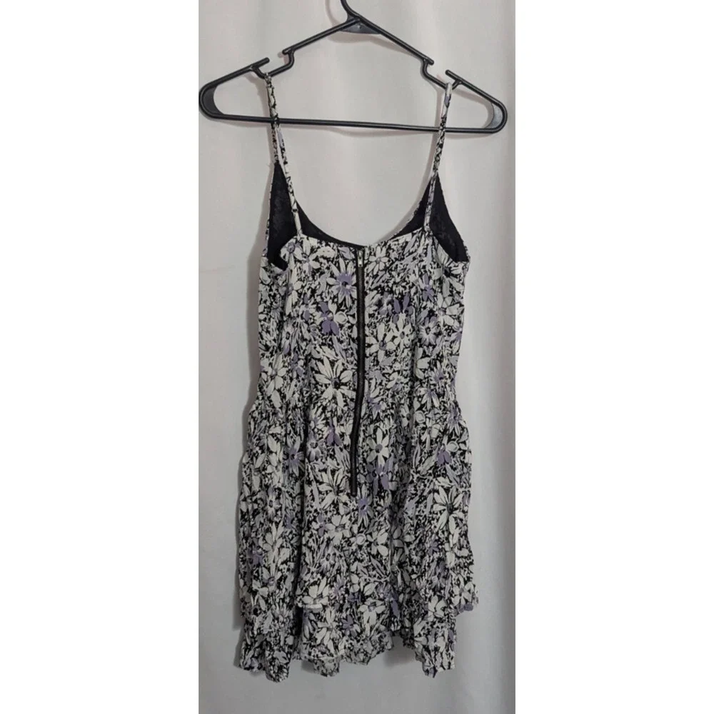 Fire Los Angeles Purple Floral Dress Medium A1 Coquette Whimsigoth Grunge Girly